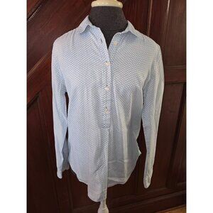 Ann Taylor Loft Blue Printed Long-Sleeve Button-Down Shirt Womens Medium